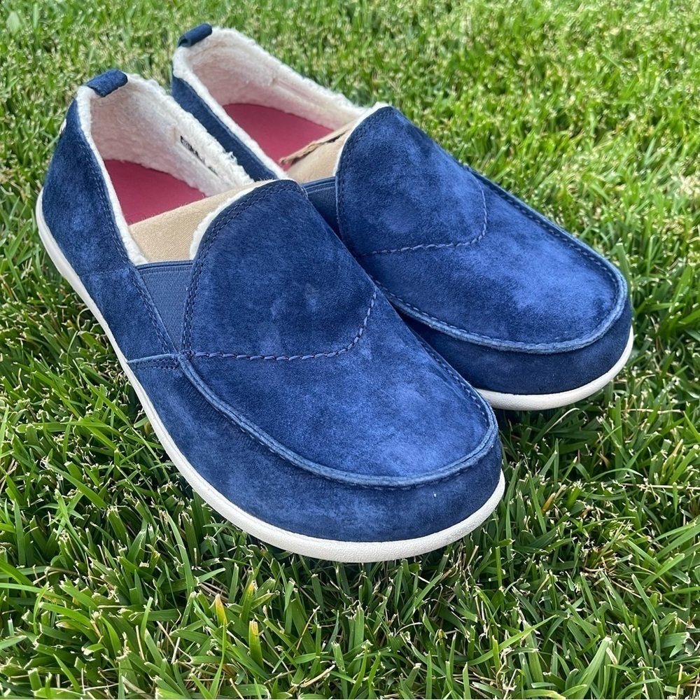 Spenco Siesta Cozy Slip-On Womens Navy Blue Wide Casual Slippers Shoes | 8.5W